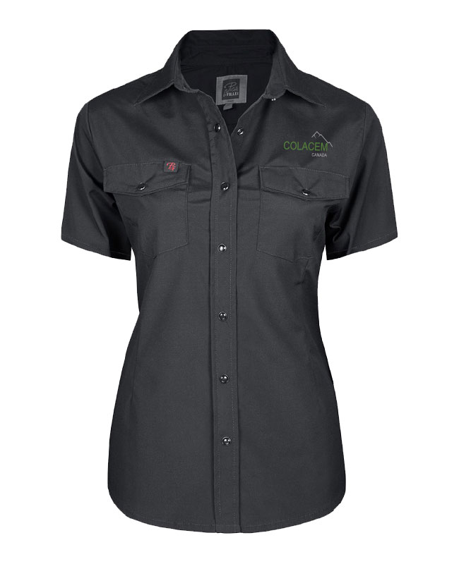 Colacem - PF435 chemise Pilote & Filles manches courtes (NOIR) - BR. 13162 (AVG)